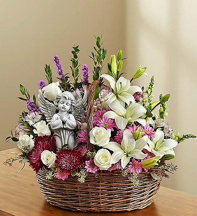 Heavenly Angel™ Lavender and White Basket